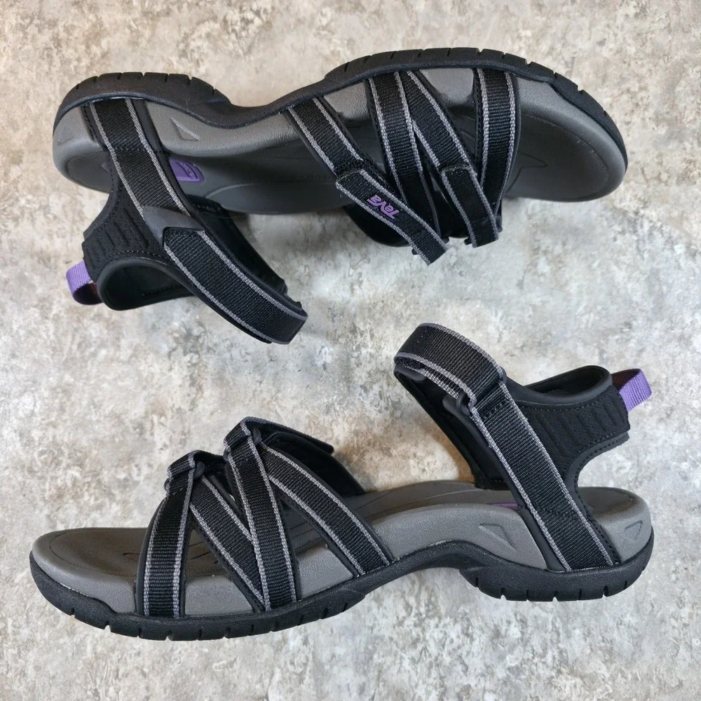 Teva Tirra Womens Sport Sandals Size 9 Black Grey Purple Hiking Strappy 4266 NEW